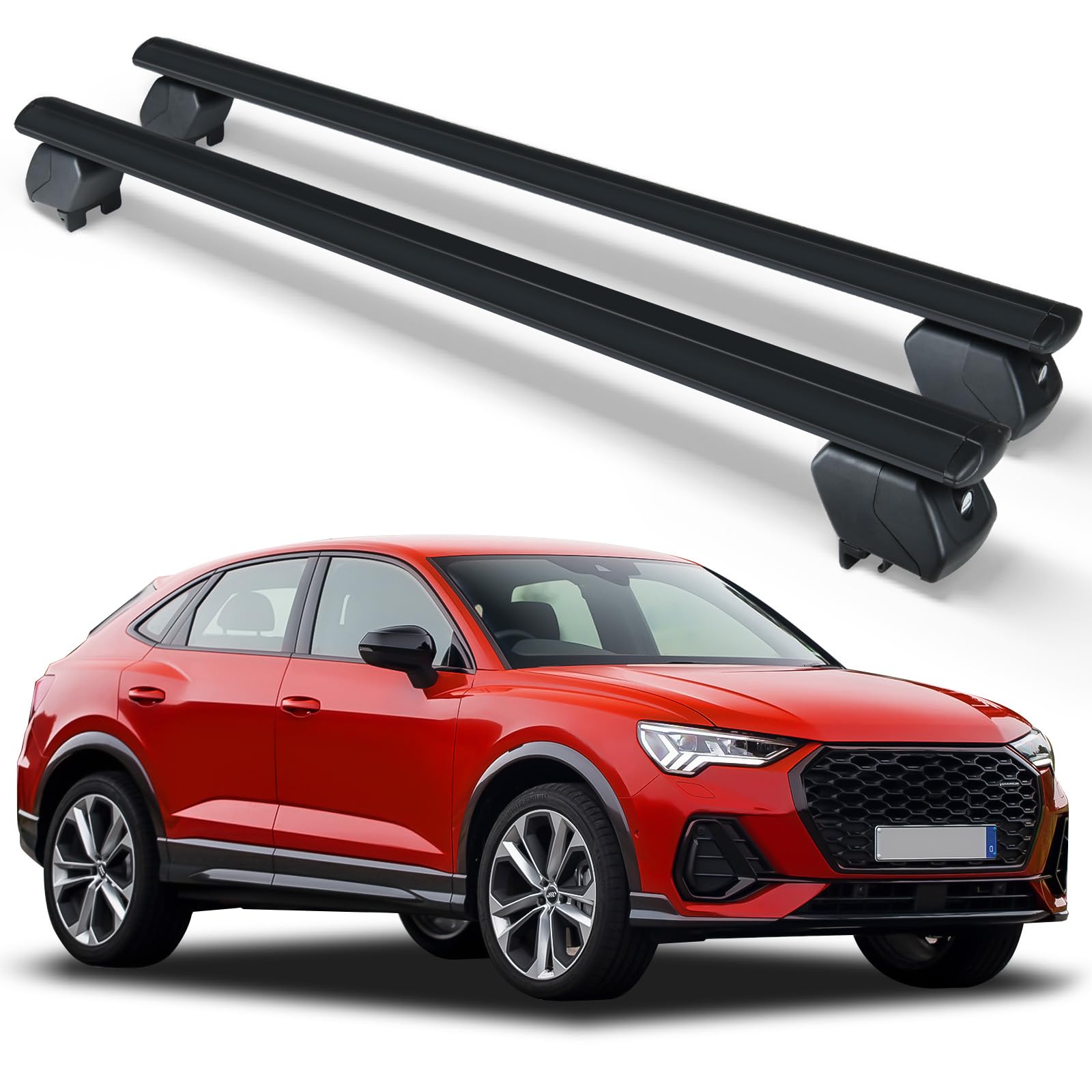 YZONA Heavy Duty 300 LBS Roof Rack Cross Bars Compatible with 2012-2024 Audi Q3 with Side Rails, Adjustable & Lockable Crossbars Cargo Carrier Rooftop Top Luggage Cars Suvs