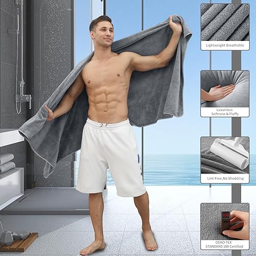 Vista 57 de Juego de toallas de microfibra de 8 piezas, 2 toallas de baño, 2 toallas de mano, 4 toallas pequeñas, toalla de baño extra grande para baño, hotel