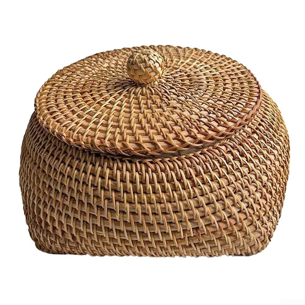Panier en rotin avec couvercle pour ranger le comptoir encombré