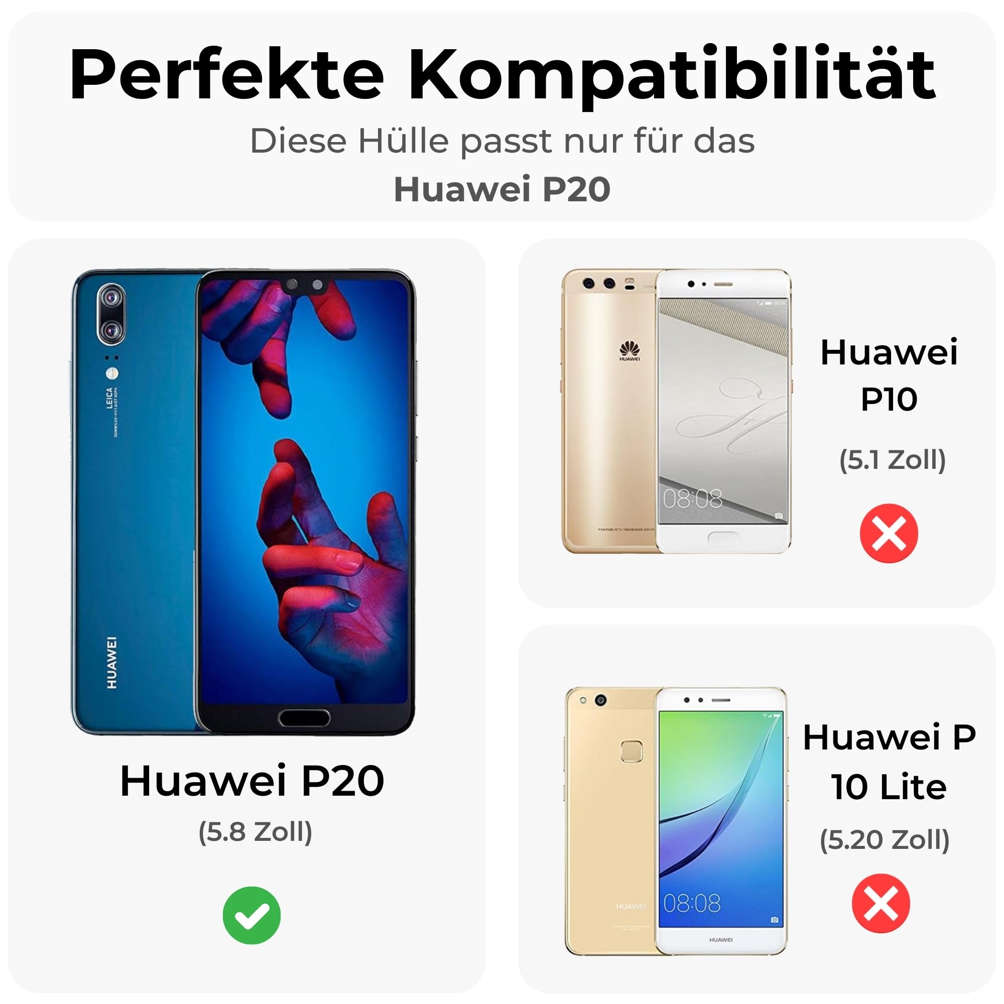 Betterfon Leder-Hülle Für Honor X8 – Wallet Case Mit Kartenfächern, Aufstellfunktion & Magnethverschluss, Grau
