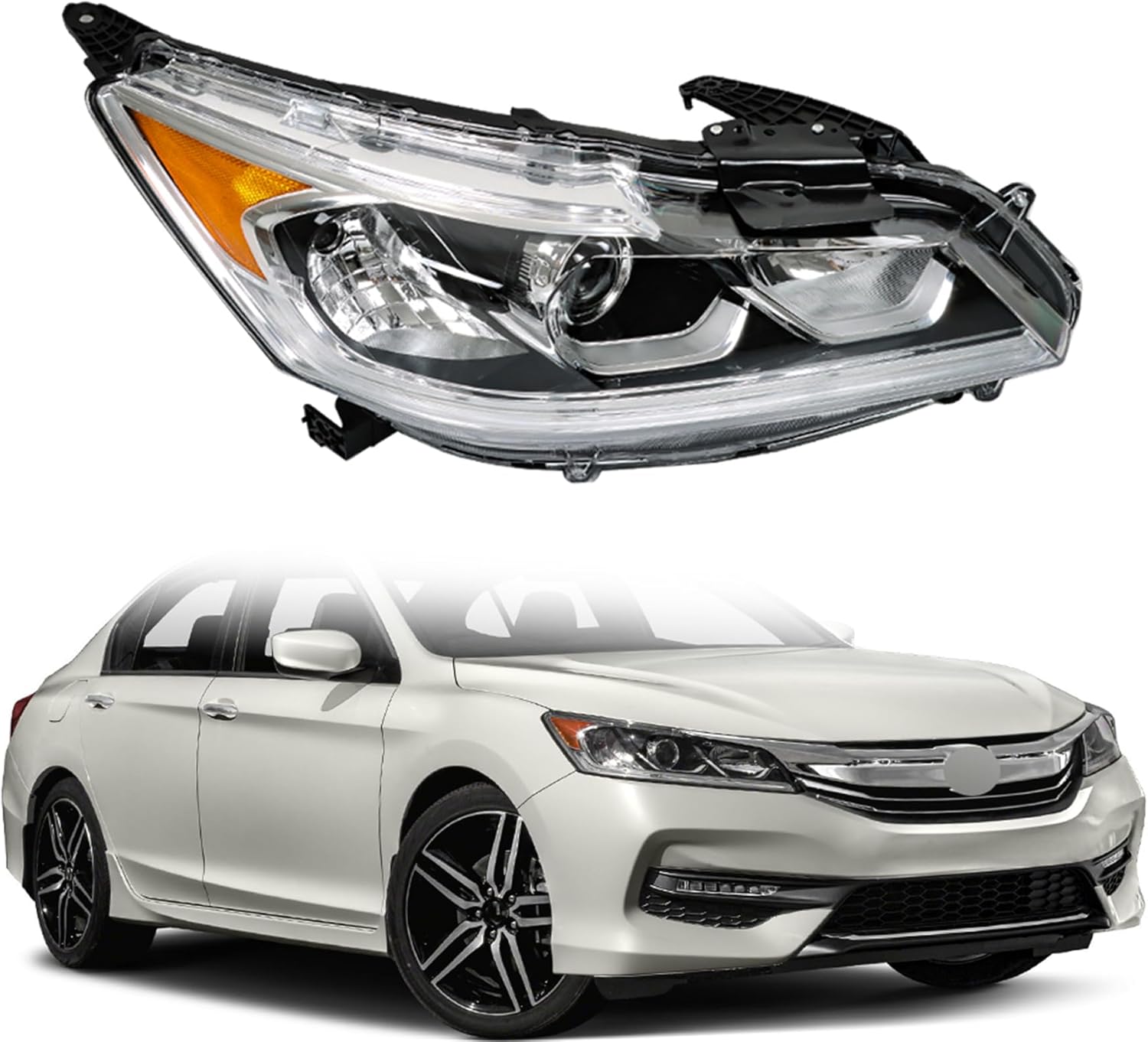 WFLNHB Passenger Side Headlight Assembly Replacement for Accord 2016-2017 Headlamp 33100-T2A-A81