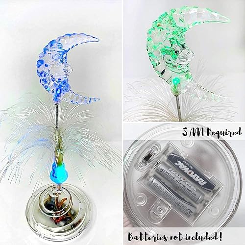 Miniatura 4 de BANBERRY DESIGNS Lámpara de luna – Luces que cambian de color – Lámpara LED de fibra óptica – Funciona con pilas – 12 pulgadas de alto