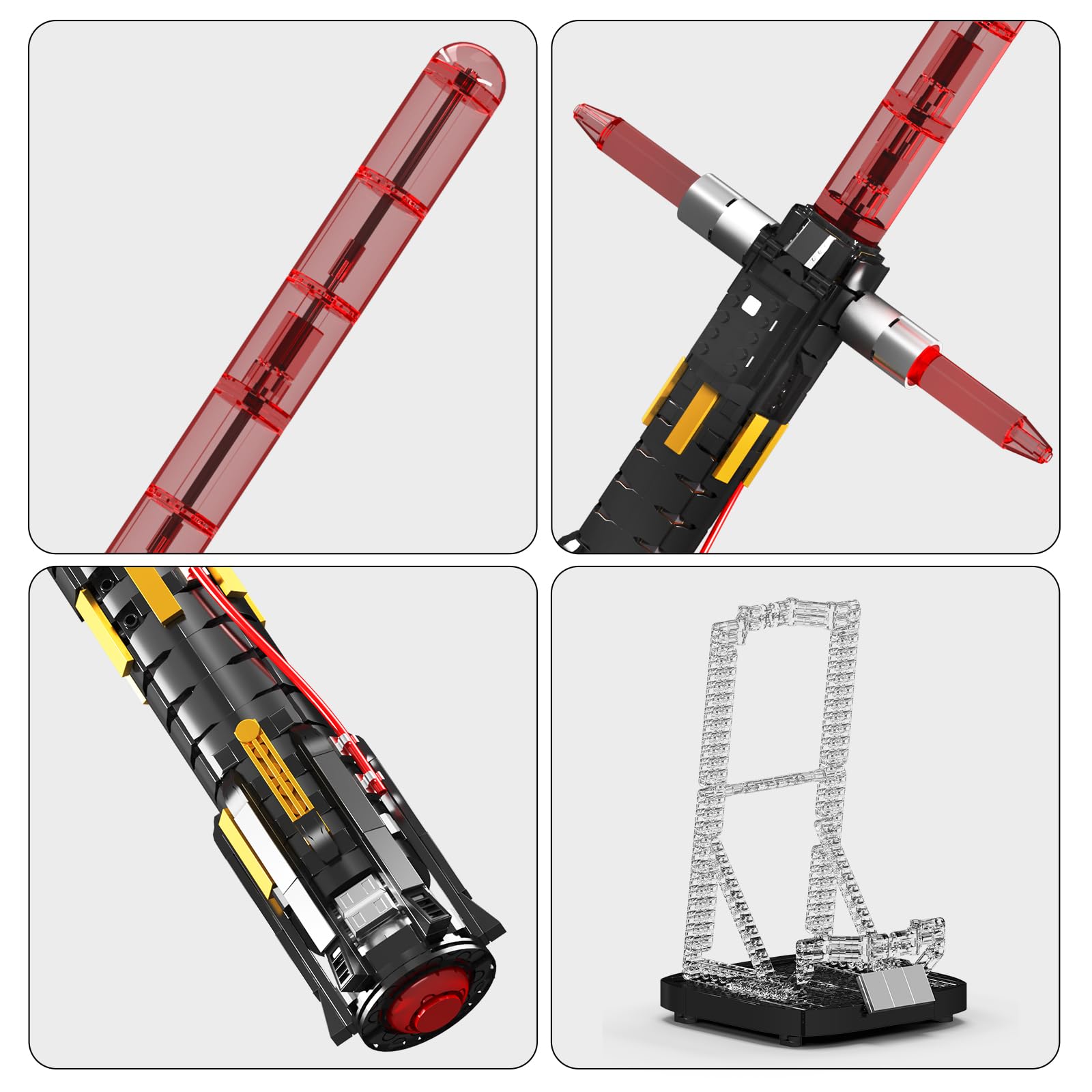 Mould King 10239 Ensemble de Construction Sabre Laser à Garde croisée, Sabre Laser avec Support, LED Rechargeable, Convient aux Adultes et aux Enfants, Jeu de rôle (1168 pièces)