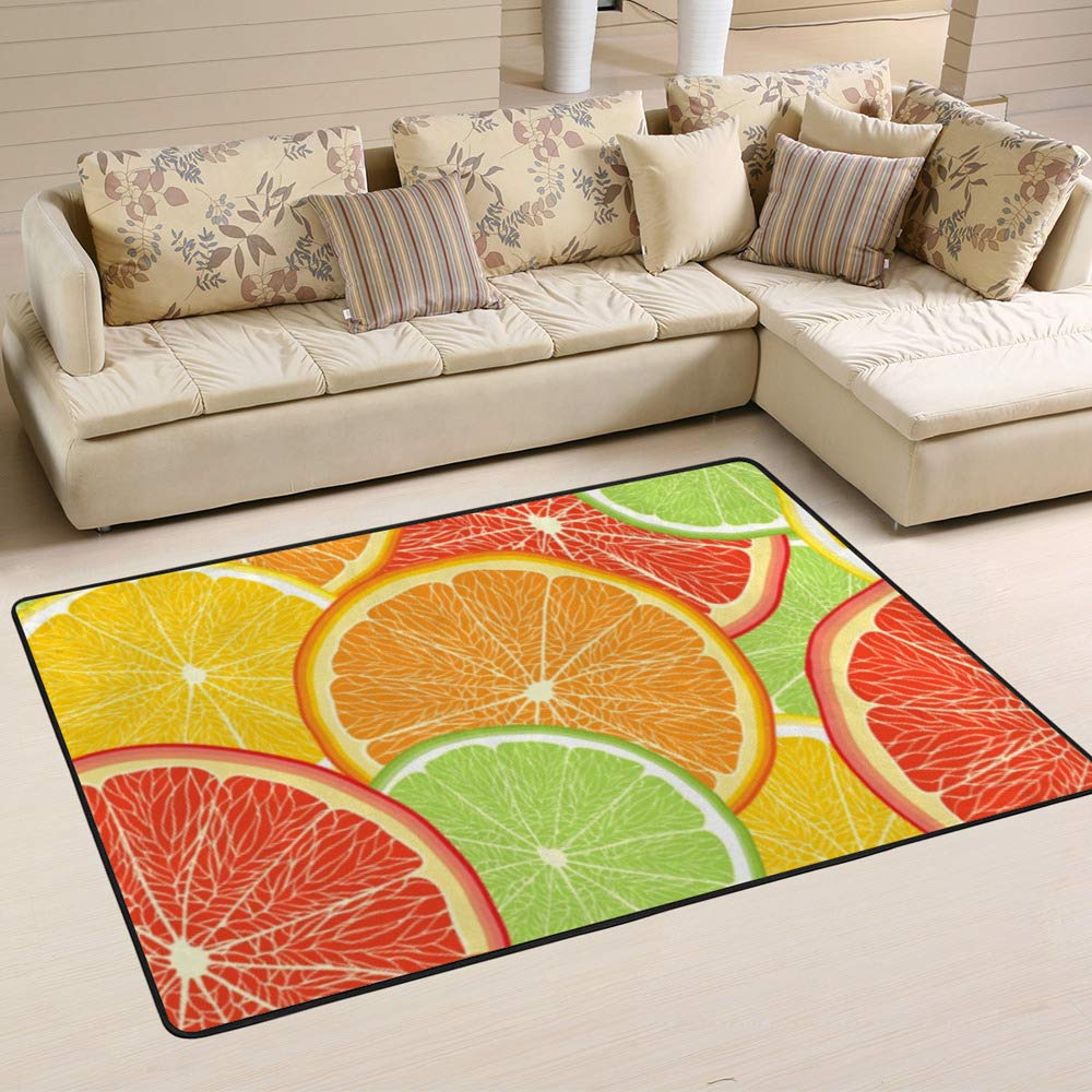 Tapis de grande taille en polaire anti-boulochage au design pamplemousse abstrait