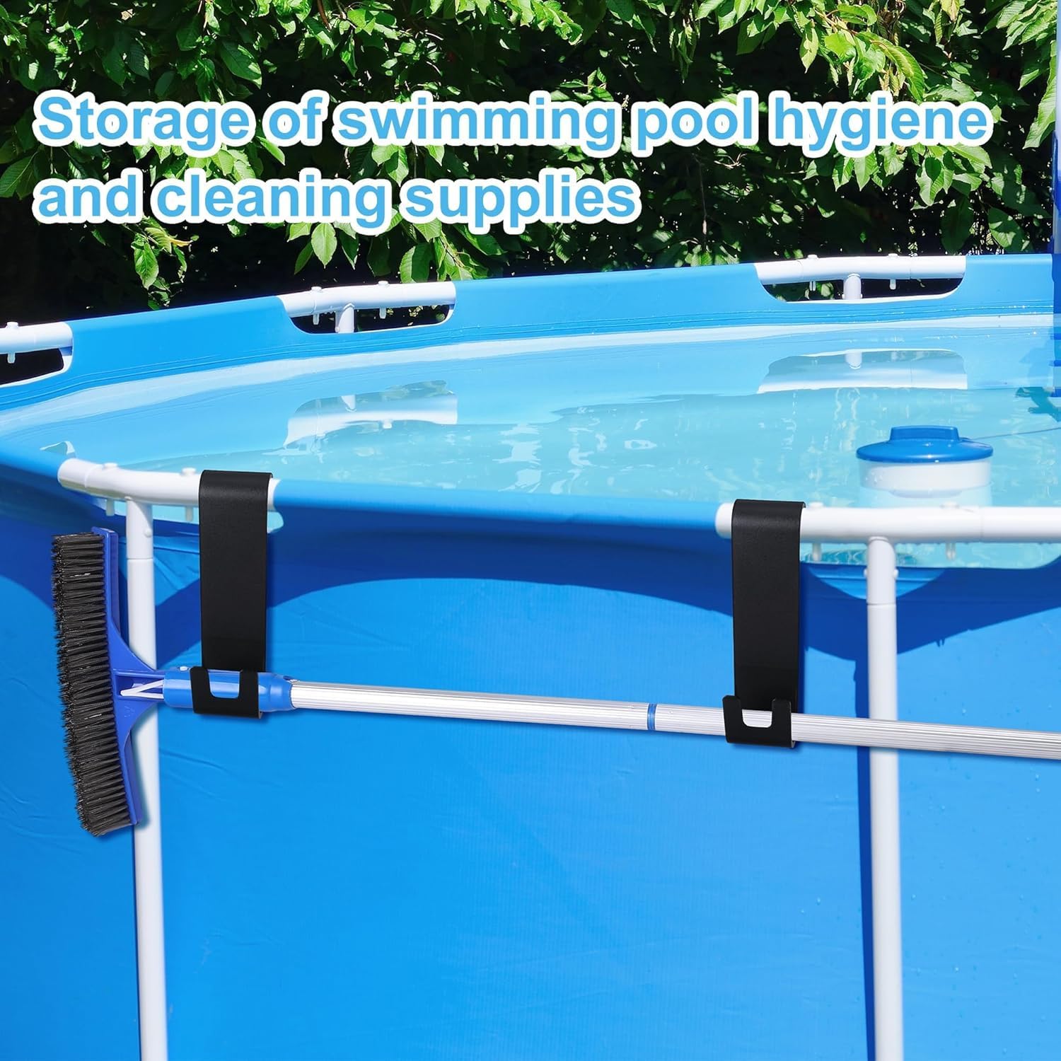 GIONAR Supporto per retino, 4 pezzi, per piscine, accessori per piscina, retino, supporto per retino, gancio regolabile per recinzioni telescopiche, skimmer, accessori per piscina, attrezzi da