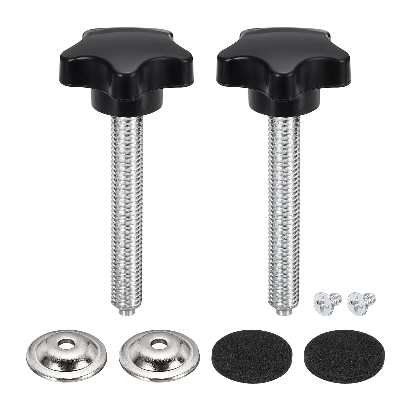 sourcing map 2Pcs Star Knobs, M10 x 70mm Plastic Knurled Thumb Screw Knobs 40mm Width Handle Replacement with Washer & Screw for Lawn Mower Umbrella Base Clamps Replacement Machinery