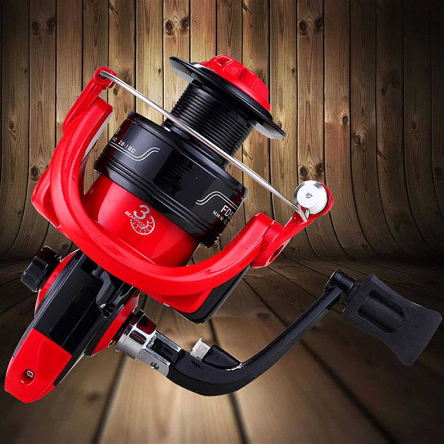 Fishing Reels Fishing Reels High Speed G-Ratio 5.0:1 Bait Folding Rocker Spinning Wheel Fishing Reel for Inshore Boat Rock Freshwater Saltwater (Bearing Quantity : 3 Color : Black with Red)
