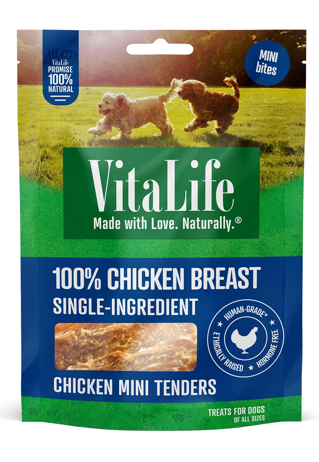 VitaLife Jerky Dog Treats - All Natural, Chicken Mini Tenders, 170g image 1