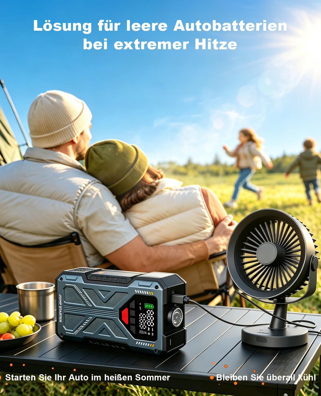 Starthilfe Powerbank 8000A für PKW, Auto Starthilfe mit Kompressor 150PSI, 12V Batterie Booster Jumpstarter für Alle Benzin/10L Diesel mit LED Display & Starterkabel, Frauen