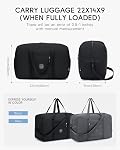 Carry on Luggage 22x14x9 Airline Approved Foldable Duffle Bag for Travel Packable Duffel Bag, Black, 22x14x9 inch, Casual / Everyday/Minimalist