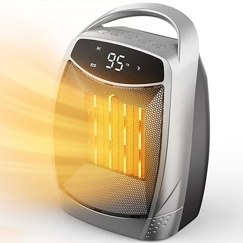 Calentador de espacio portátil, calentador eléctrico personal Brightown de 1500 W con temporizador, 4 modos, calentador de escritorio silencioso,