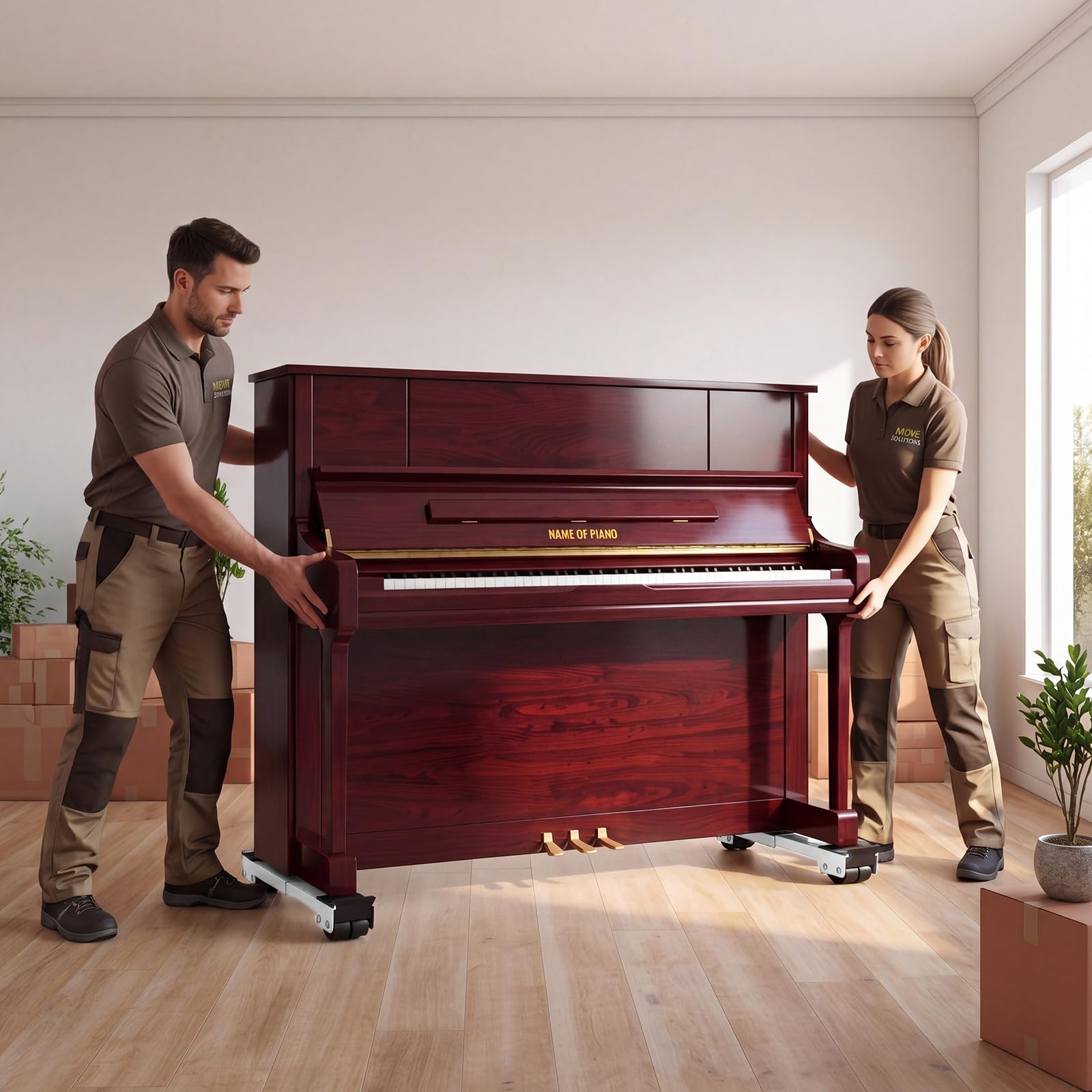 2 carrelli verticali per pianoforte, regolabili, con cuscinetto antiscivolo, capacità di carico di 802,9 kg, ruote girevoli per sala da concerto, università, strumenti musicali domestici