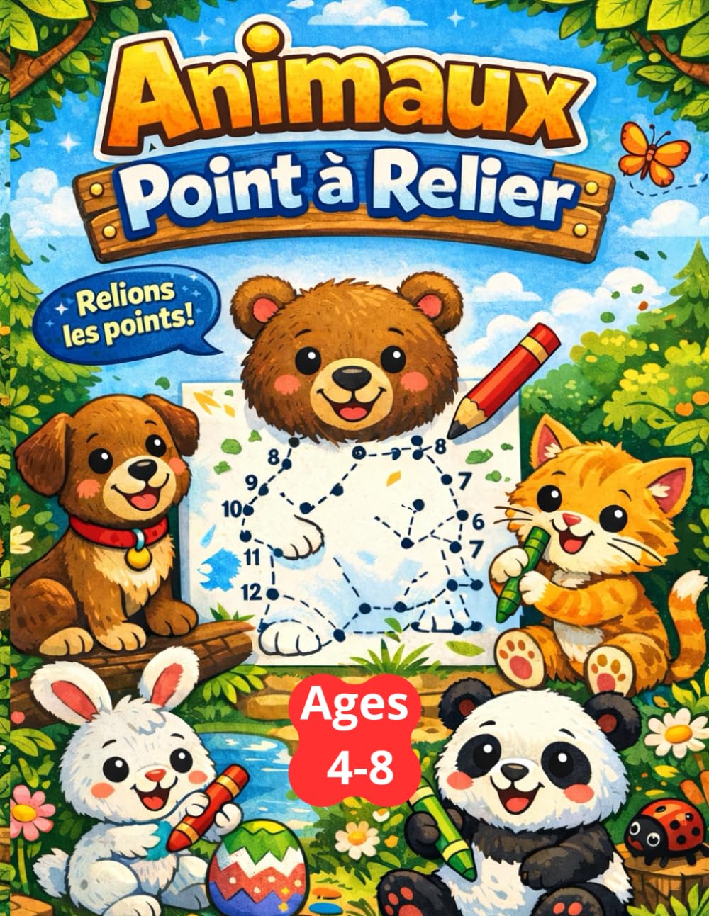 Animaux – Points à Relier: Cahier de points à relier et de coloriage pour enfants de 4 à 8 ans