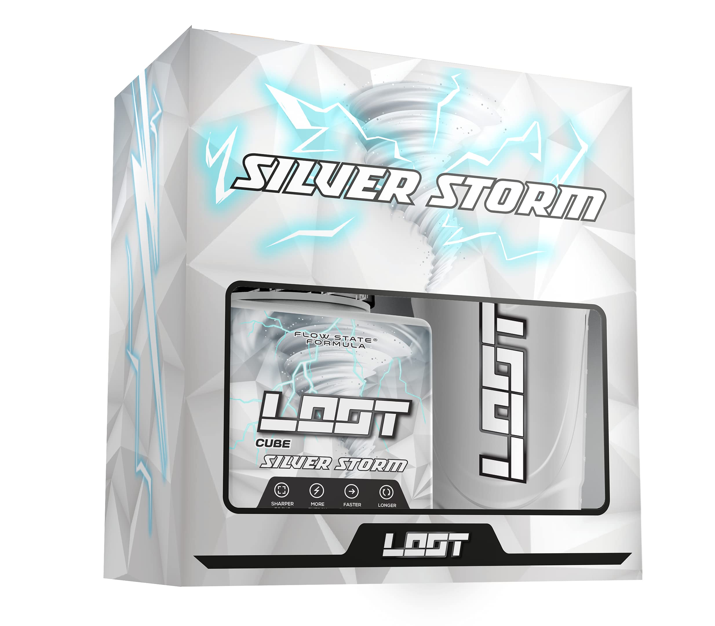 LOOT® - Premium Energy Drink Powder with Flow-State® Formula| 50 Servings (400g) with Caffeine | 20 Ingredients | Unique Design | Concentration and Energy Formula | Silver Storm Bundle Pack