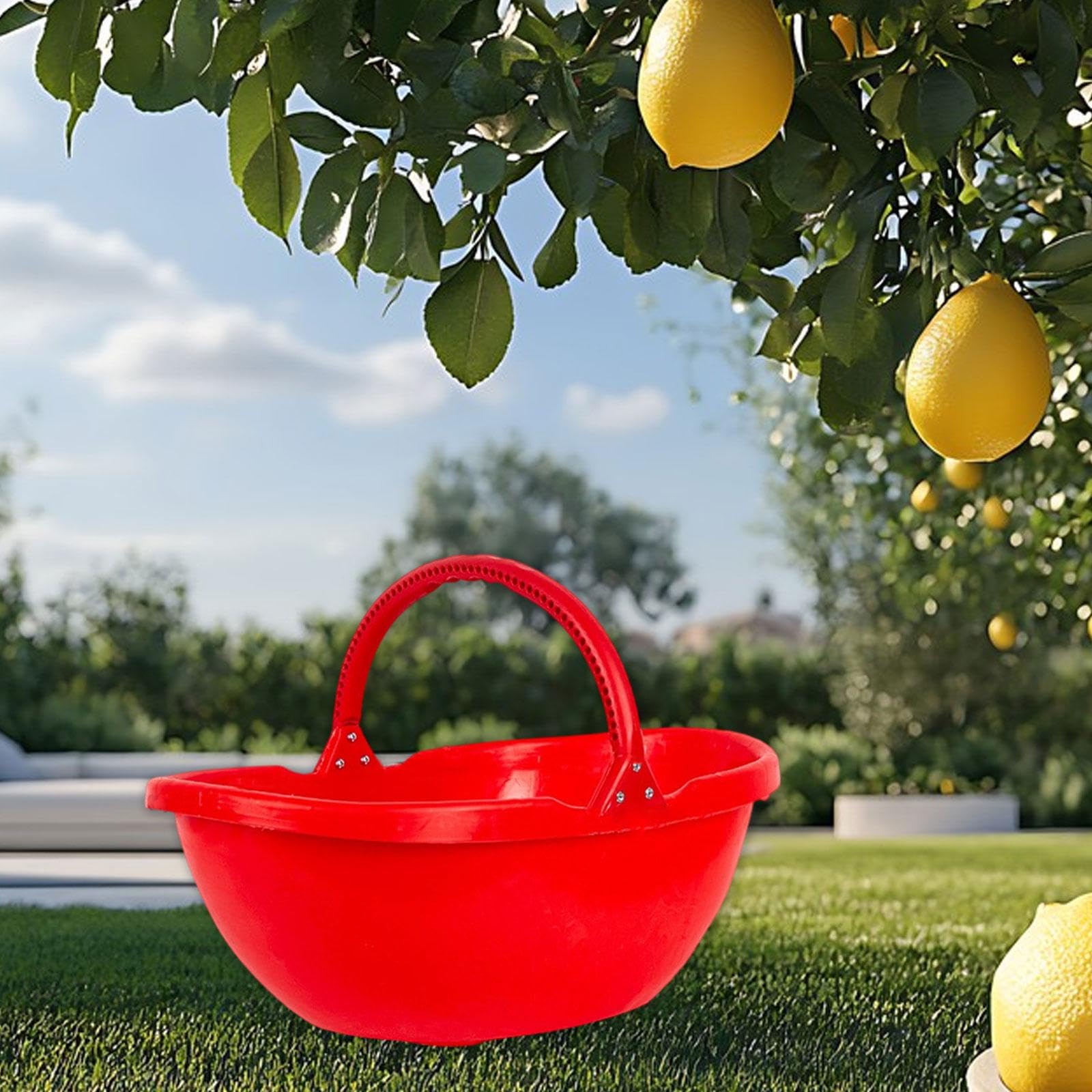 Cesto portaoggetti da giardino con manico ergonomico, strumento di raccolta portatile, per coltivare il giardino, rosso