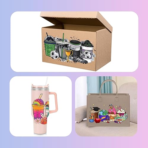 Miniatura 5 de 12 hojas de transferencia de vasos UV DTF para vidrio, película transparente UV DTF, calcomanías de transferencia de vasos, calcomanías impermeables