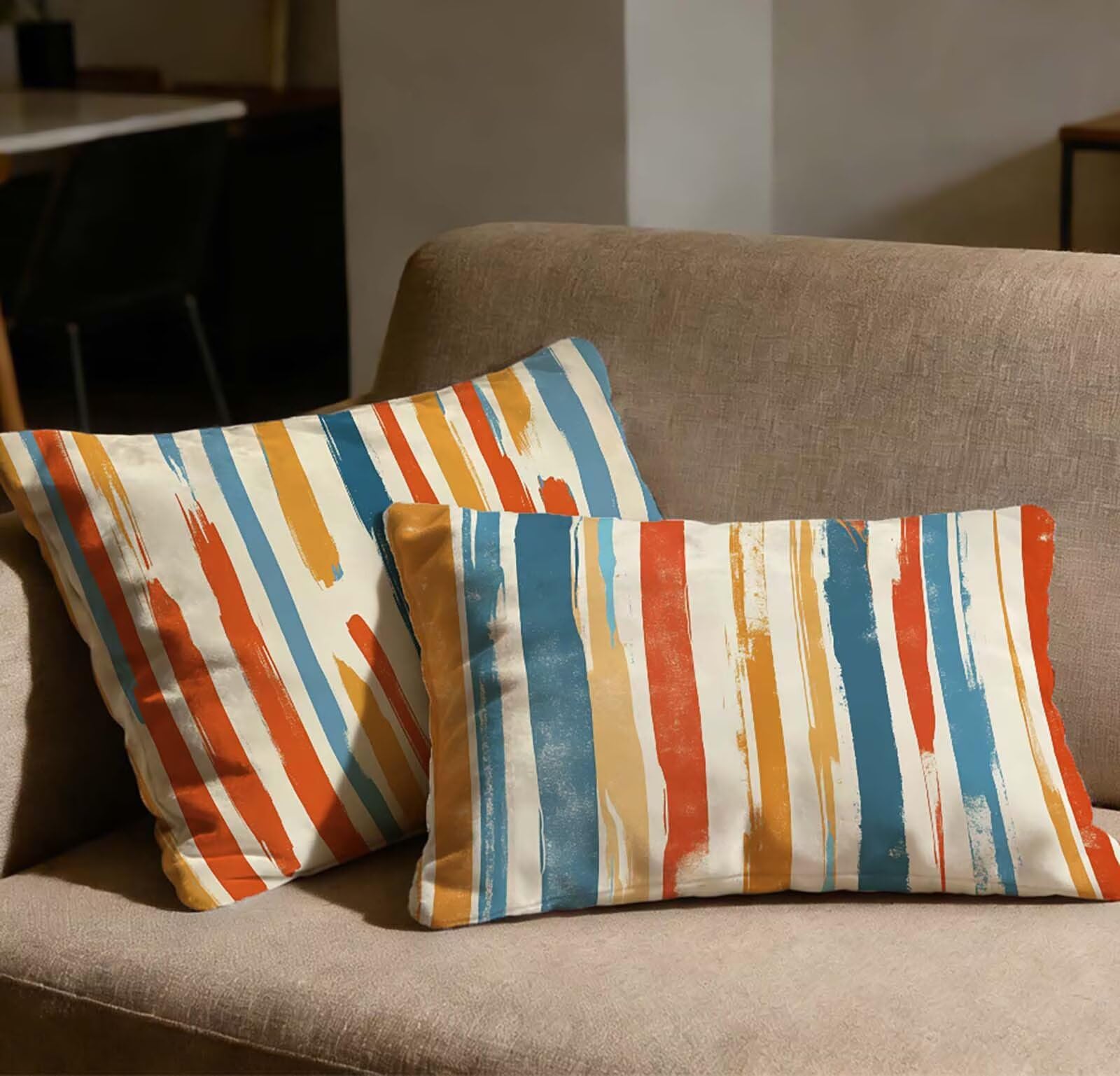 Taie oreiller 40x70 bande velours bicolore lot de 2 avec fermeture éclair invisible