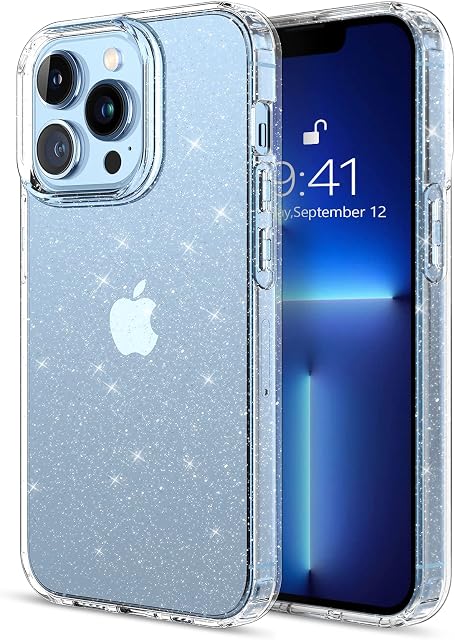SouliGo iPhone 13 Pro Max Case iPhone 13 Pro Max Phone Case Clear Glitter Bling Sparkly Shiny Sparkle Trendy Women Girls Soft Flexible TPU Protective Shockproof Cover for iPhone 13 Pro Max 6.7" 2021