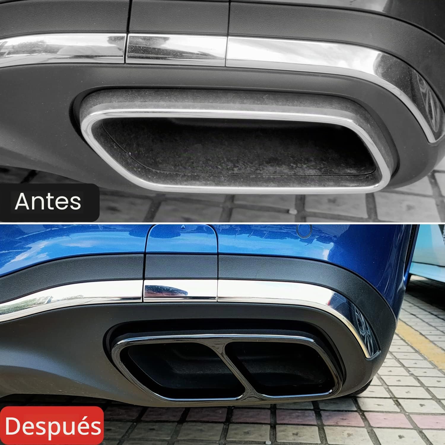 Para Clase C W206, modelo T S206 (AMG Line) 2022 difusor de tubo de escape cromado, decoración de acero inoxidable, 2 unidades (negro)