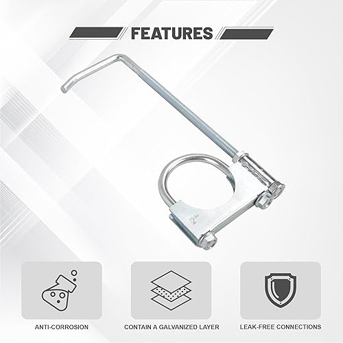 Miniatura 8 de GESEXI Abrazadera de escape con colgador para tubo de escape de 2.25 pulgadas, abrazadera universal en gancho de escape, 2 unidades