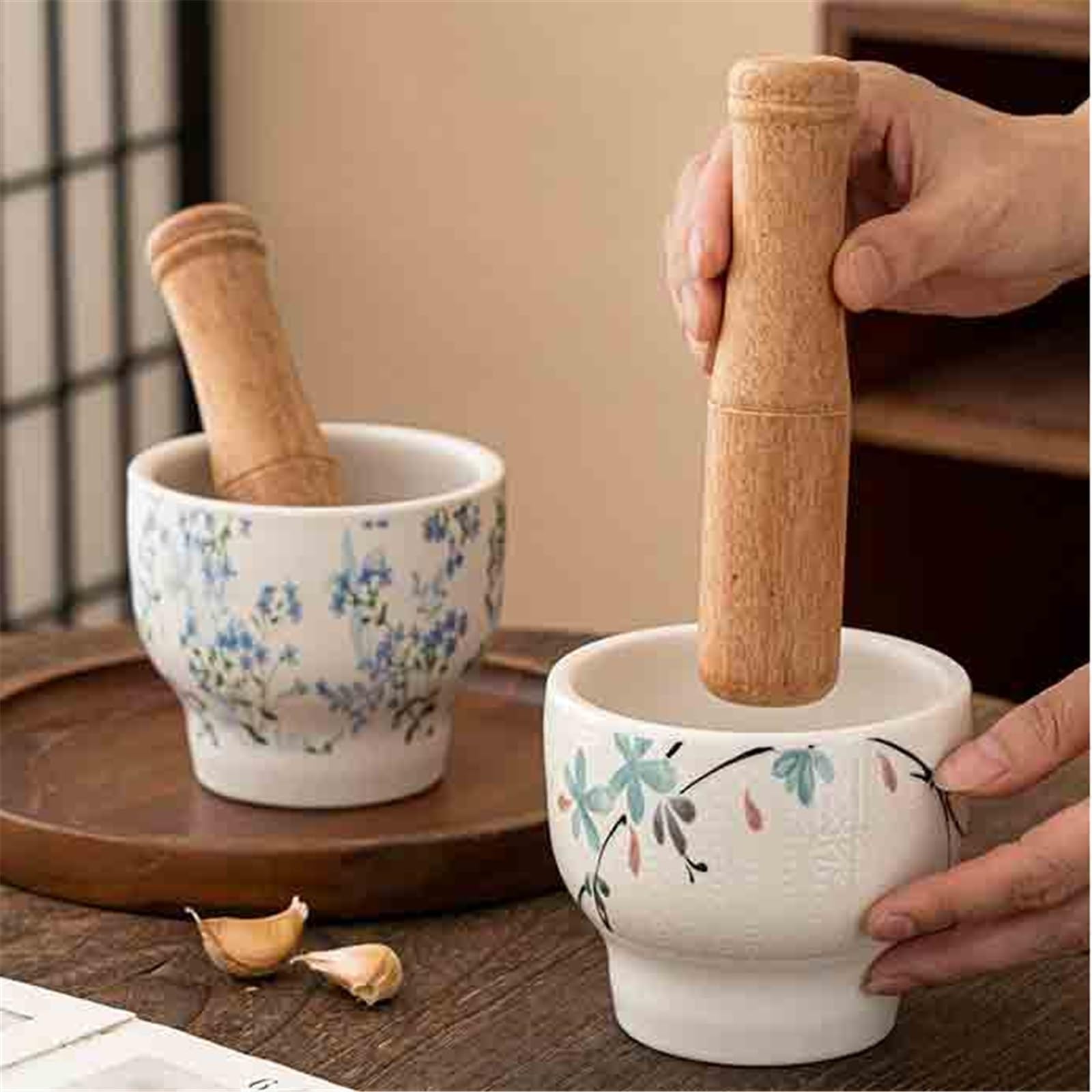 Pratico Set mortaio e pestello Mortaio da cucina in ceramica for spezie ed erbe aromatiche