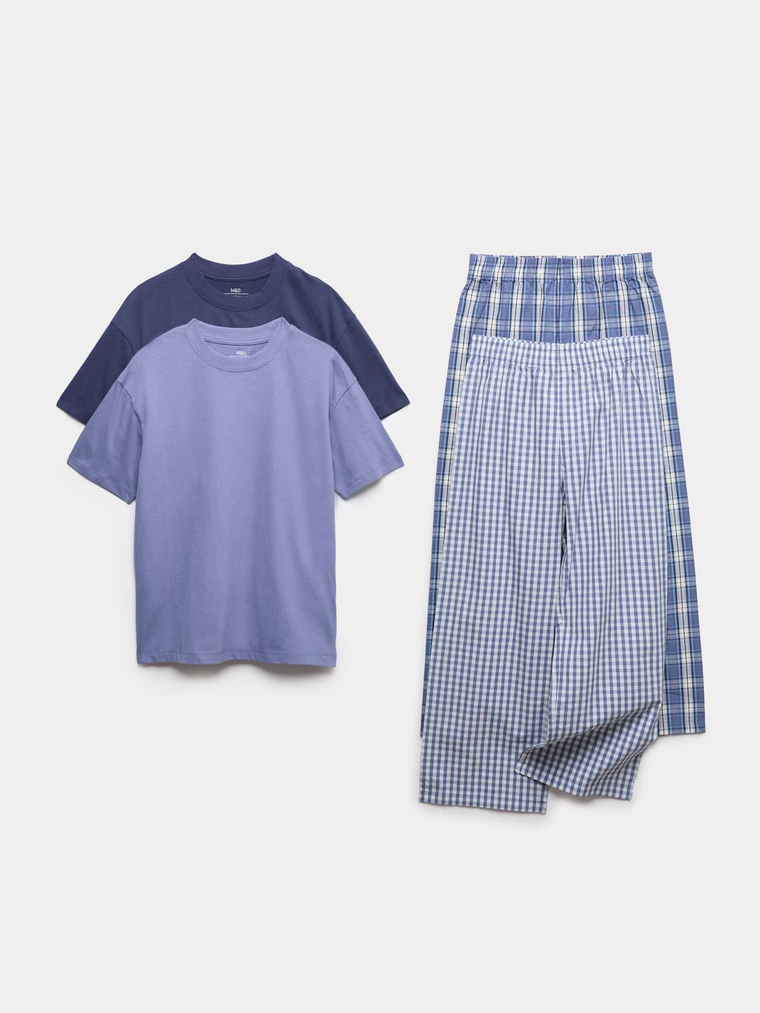Marks & Spencer Bambini 2-Pack Set Pigiama a Quadri in Puro Cotone – vestibilità Regolare – Stampa Classica