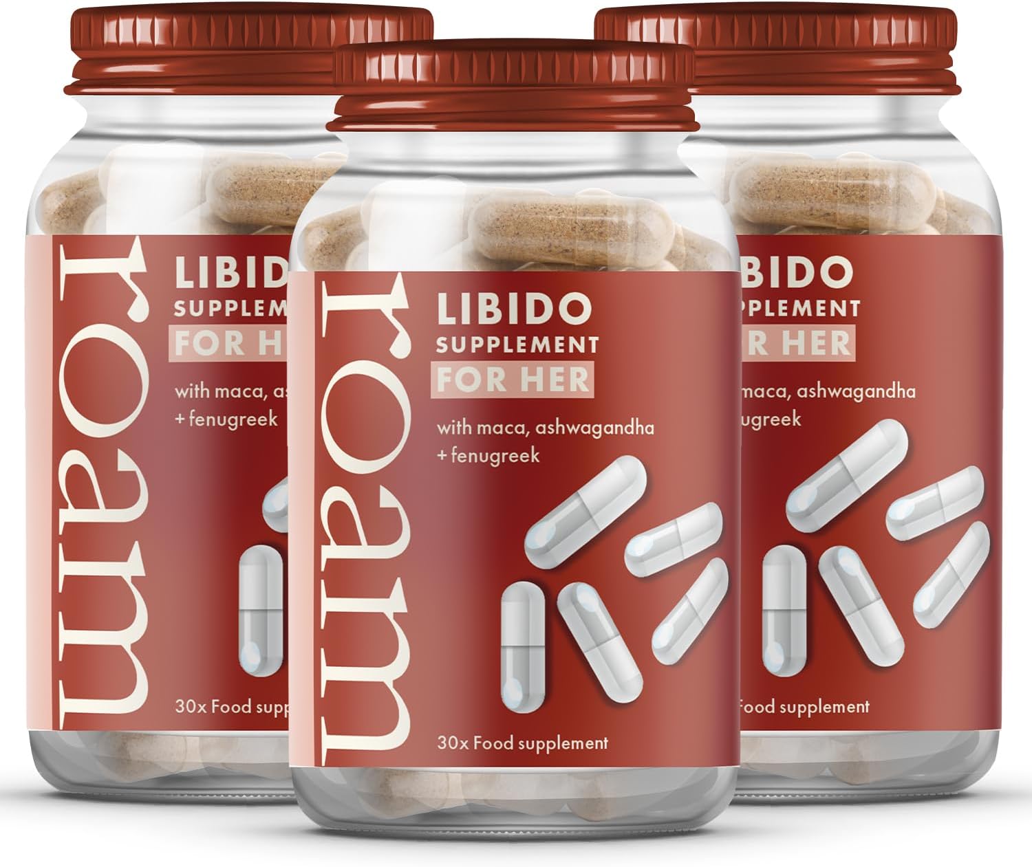 Roam Supplement for Her, Sexual Wellness Booster for Women Supports Arousal + Desire with B2/B6 Vegan Capsules with Maca, Ashwagandha, and Fenugreek – 90 Food Supplements (3 Month Supply)