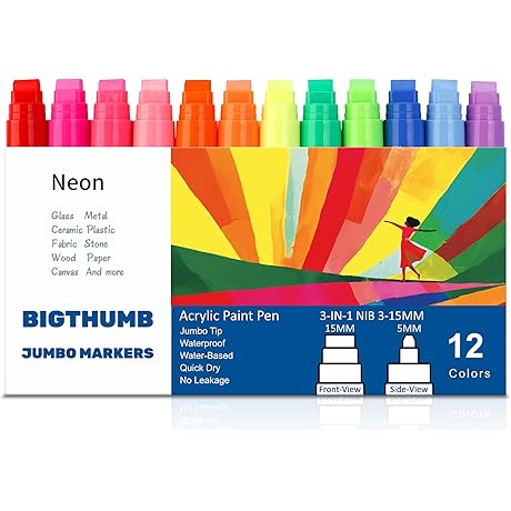 Jumbo Graffiti Neon Acrylic Paint Markers: Color Your World with Brilliance