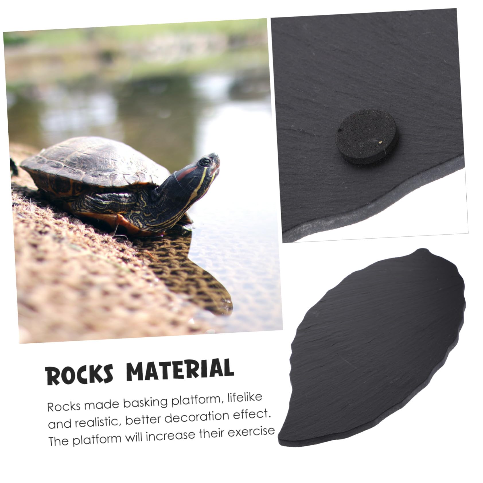 Schildkrötenplattform aus Schwarzem Naturstein für Aquarium und Haushalt Multifunktional mit Einfacher Kletterhilfe für Kleine Reptilien und Wasserschildkröten