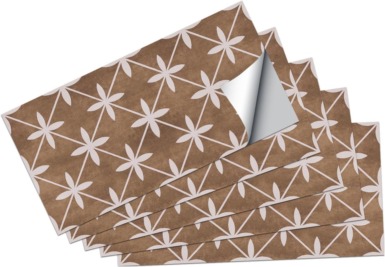 30pcs Removable Tile Sticker Peel and Stick Backsplash 5.91x11.81inch PVC Self-Adhesive Tile Decal Wallpaper for Kitchen Bedroom Bathroom Decoration,Brown