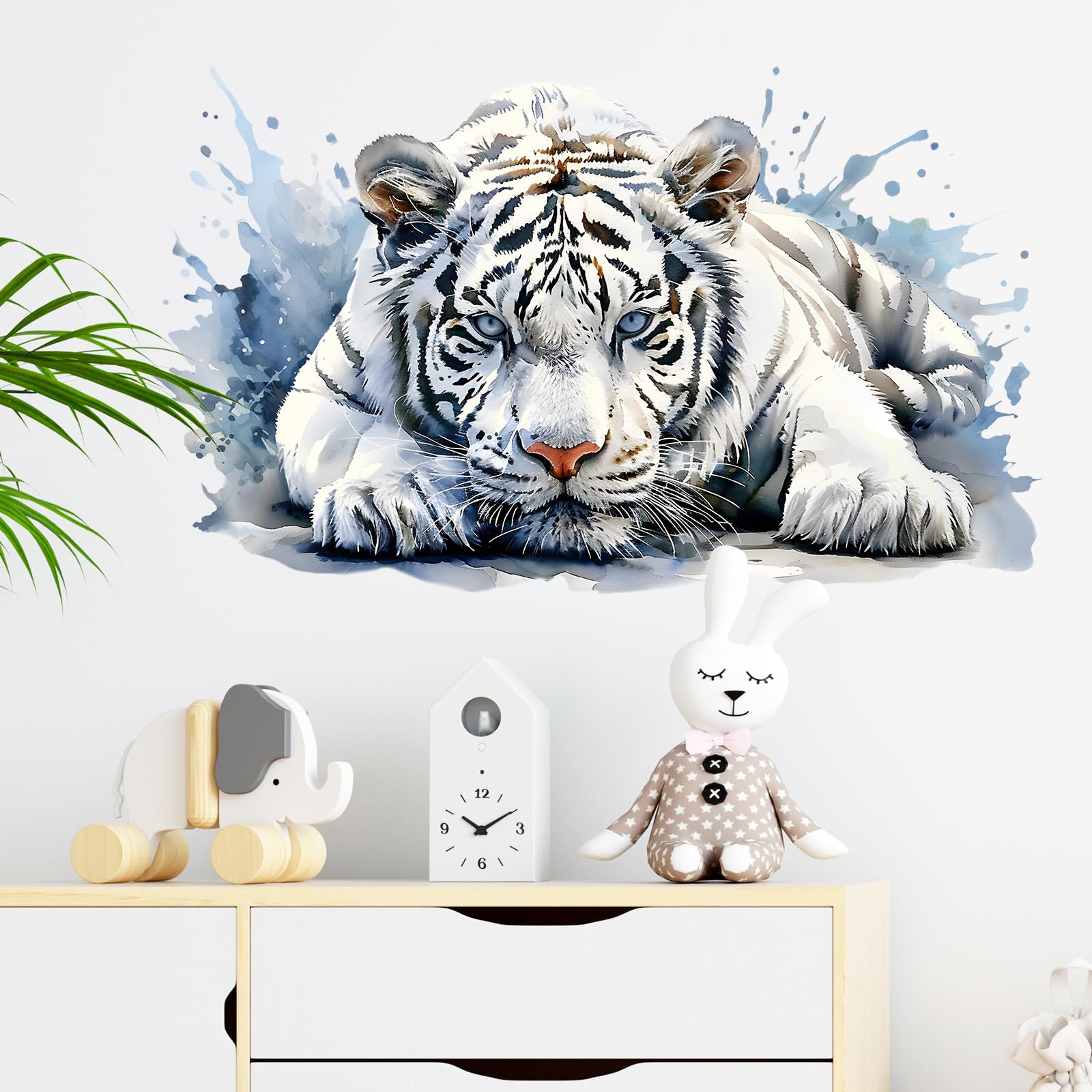 RoyoLam Lying White Tiger Wall Decal Animal Wall Sticker