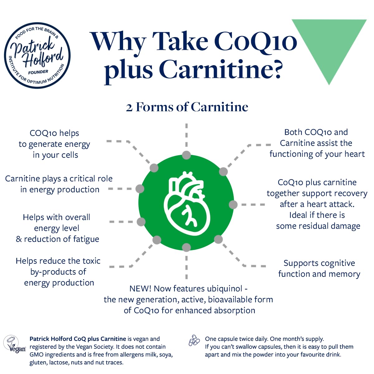 coq10 l carnitine benefits Patrick HOLFORD Plus / COQ10 Supplement/for Energy & Heart Health Support / 3 Nutrients/Active Ubiquinol/Enhanced Absorption – Fast Action / 60 Capsules/Vegan/for Women & Men Health & Personal tag-memory HGH Fragment 176-191 5mg Pack:10 x 10 gm Sachets