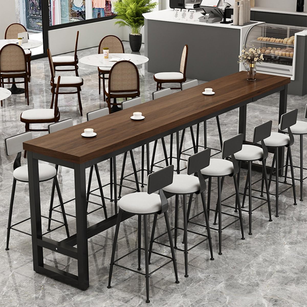 Tall Narrow Cabinet Solid Wood Bar Height Table - Narrow Rectangle ...