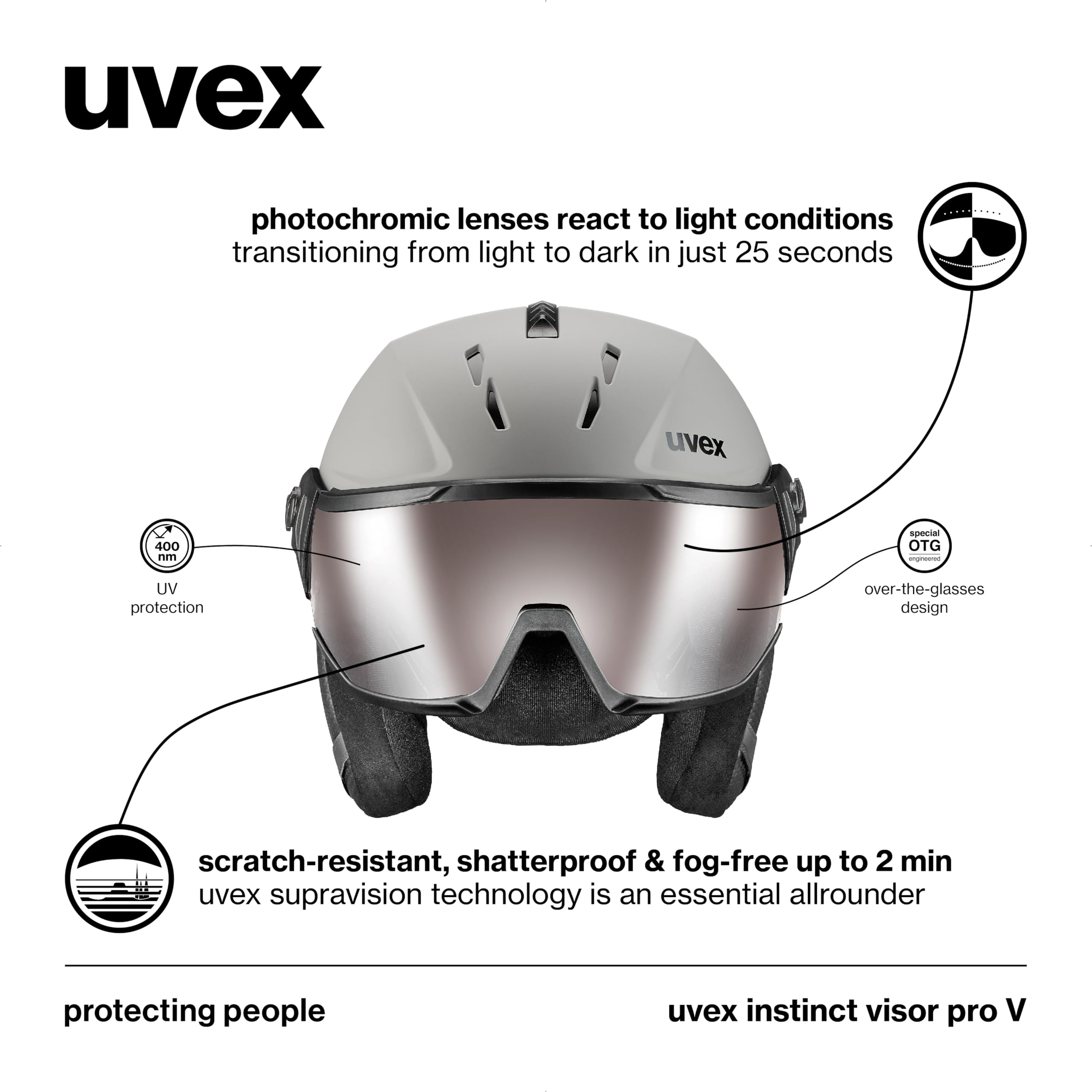 UVEX INSTINCT VISOR PRO V GREY M 59-61