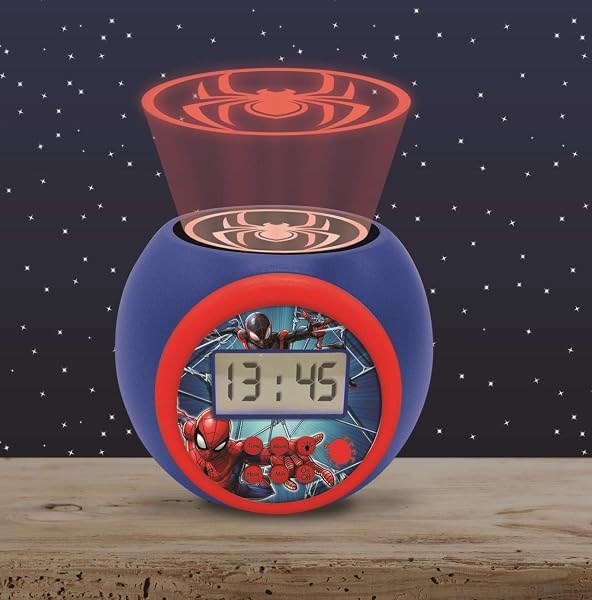 Lexibook Projector-Wecker Spiderman Marvel mit Schlummerfunktion und Weckfunktion, Nachtlicht mit Timer, LCD-Bildschirm, Batteriebetrieb, Blau/Rot, RL977SP - 4