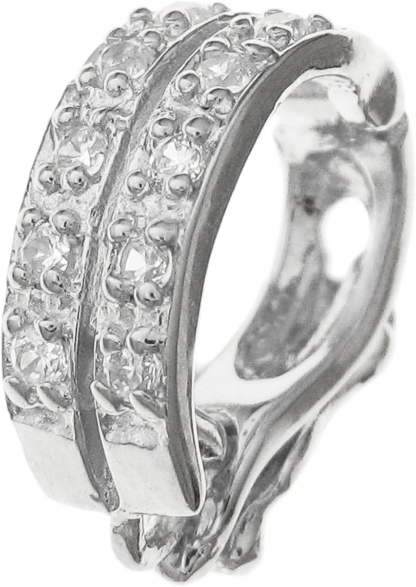 Dreambell 925 Sterling Silver/Gold Tone Cz Interchangeable Pendant Clasp Bail Slider with Security Lock