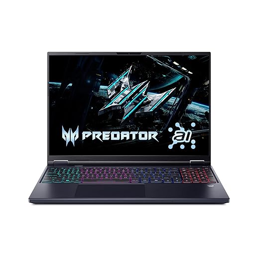 acer Predator Helios Neo 16 AI Gaming Laptop | Intel Core Ultra 9 Processor 275HX | NVIDIA GeForce RTX 5070 Ti | 16" WQXGA 240Hz G-SYNC | 16GB DDR5 | 1TB Gen 4 SSD | Killer Wi-Fi 6E | PHN16-73-92B8