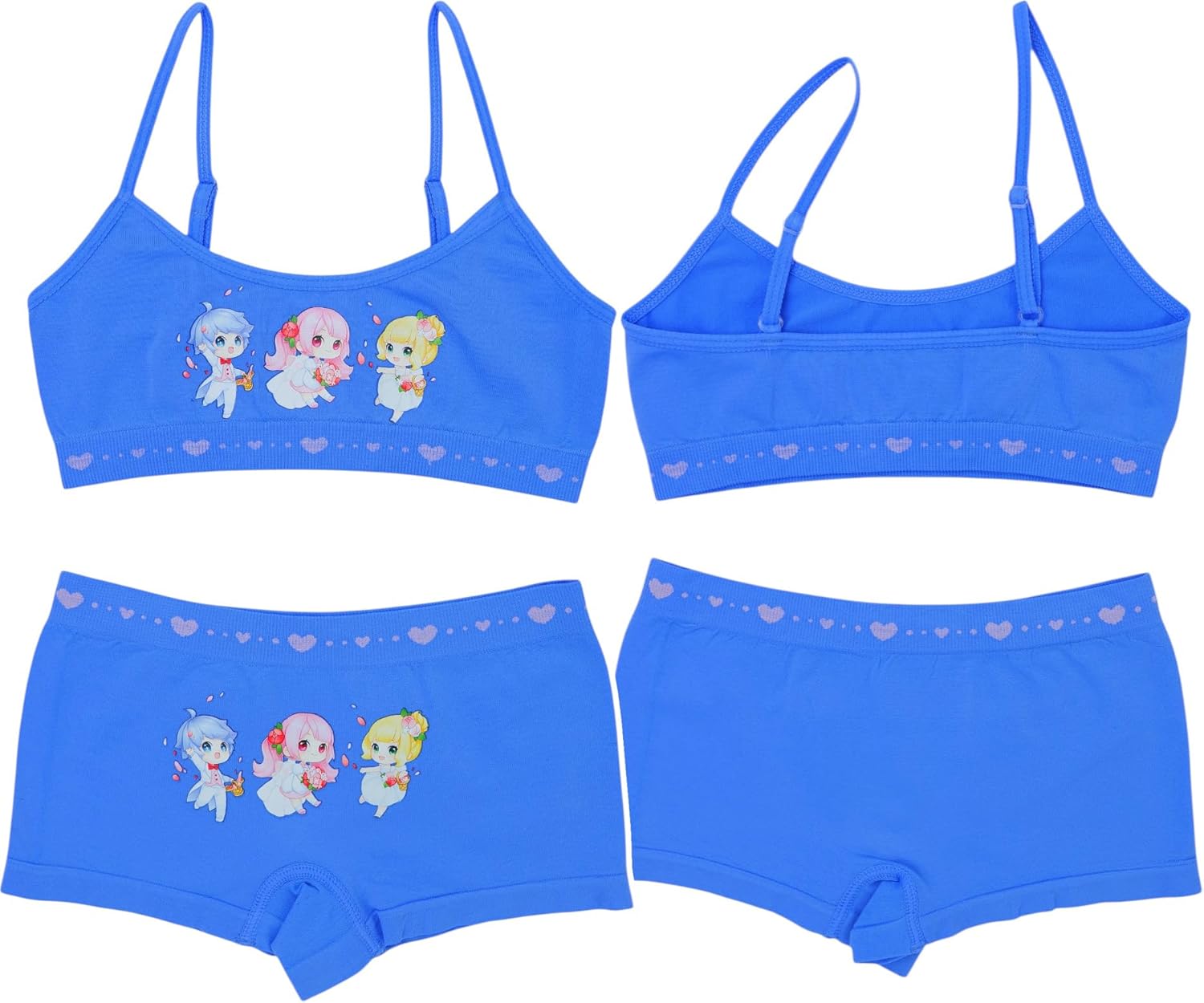 ToBeInStyle Girl Pack of 6 Set Spaghetti Strap Training Bras & Boyshorts Bikinis