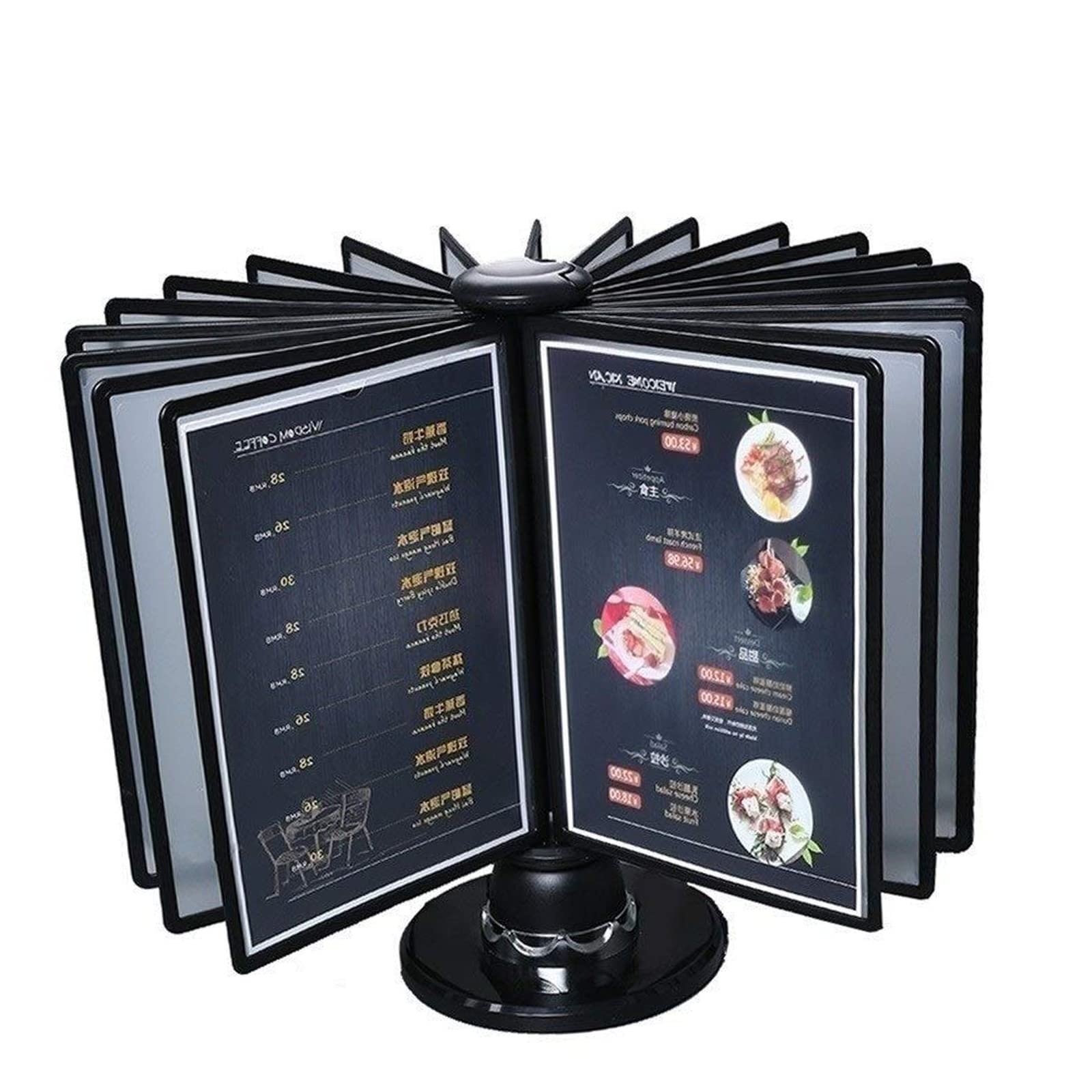 OLSKFUH Desktop Reference Organizer - Catalog Display Rack 20- Pocket Desk Reference Organizer A4 Paper Flip Flie Fo,Black
