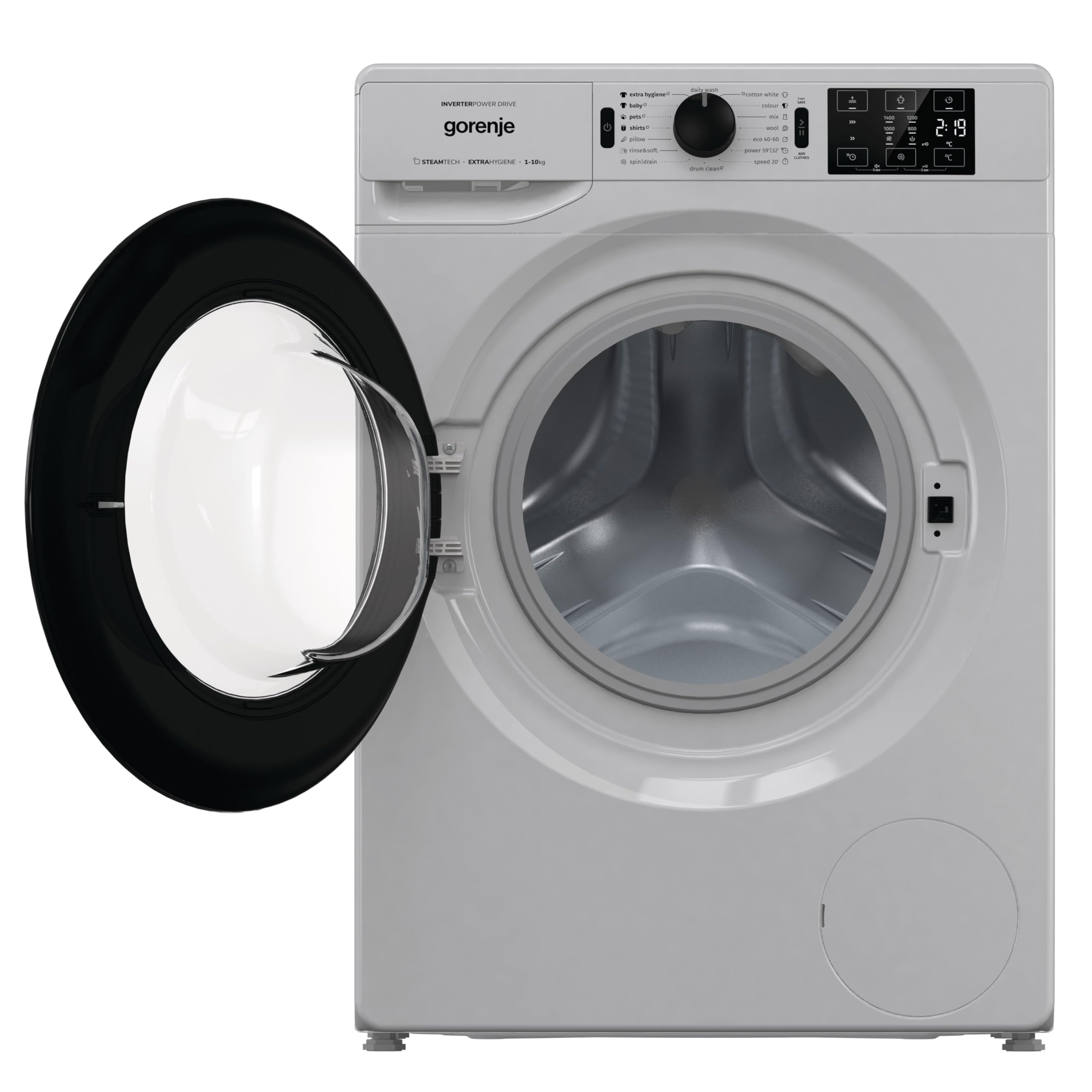 Gorenje WNEI14AS/A, 10 Kg Fully Automatic Front Load Washing Machine, 16 Programs, Energy and Water Efficient, Wave Drum, 1400 RPM, Silver, Made in Slovenia, 1 Year Warranty