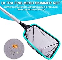 Vista 3 de Sepetrel Red de piscina, redes de desnatador de piscina para limpieza, malla fina y rastrillo de hoja media profunda con marco de aluminio