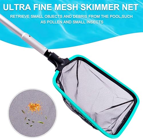 Miniatura 3 de Sepetrel Red de piscina, redes de desnatador de piscina para limpieza, malla fina y rastrillo de hoja media profunda con marco de aluminio (sin