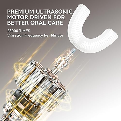 Miniatura 4 de Cepillo de dientes eléctrico automático ultrasónico para adultos, cepillo de dientes en forma de U, limpieza bucal de 360, 5 modos de