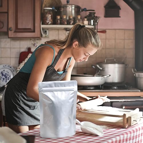 Miniatura 6 de SHXWELL 50 bolsas de Mylar de 1 cuarto de galón para almacenamiento de alimentos, 7 x 10 pulgadas, bolsas con cremallera de pie de 10 mil