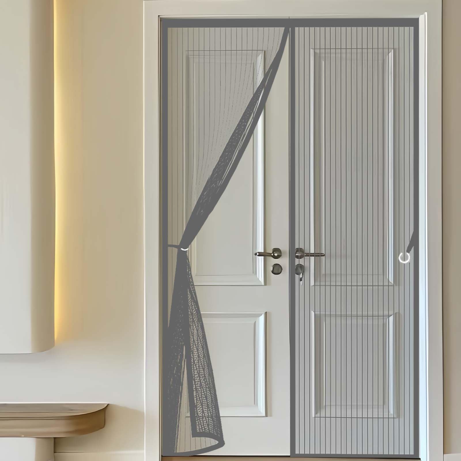 Magnetic Fly Screen for Doors 100x210cm(WidthxHigh) Durable, Keeps Bugs Out, Kid and Pet Friendly Magnet Fly Screen Door Insect Protection Hundreds of Sizes, Lets Fresh Air in, Grey