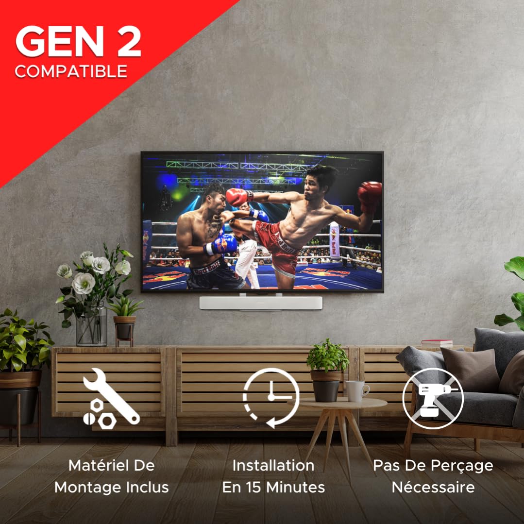 Sound bass Fixation TV pour Barre de Son Beam, sous Le TV, Blanc