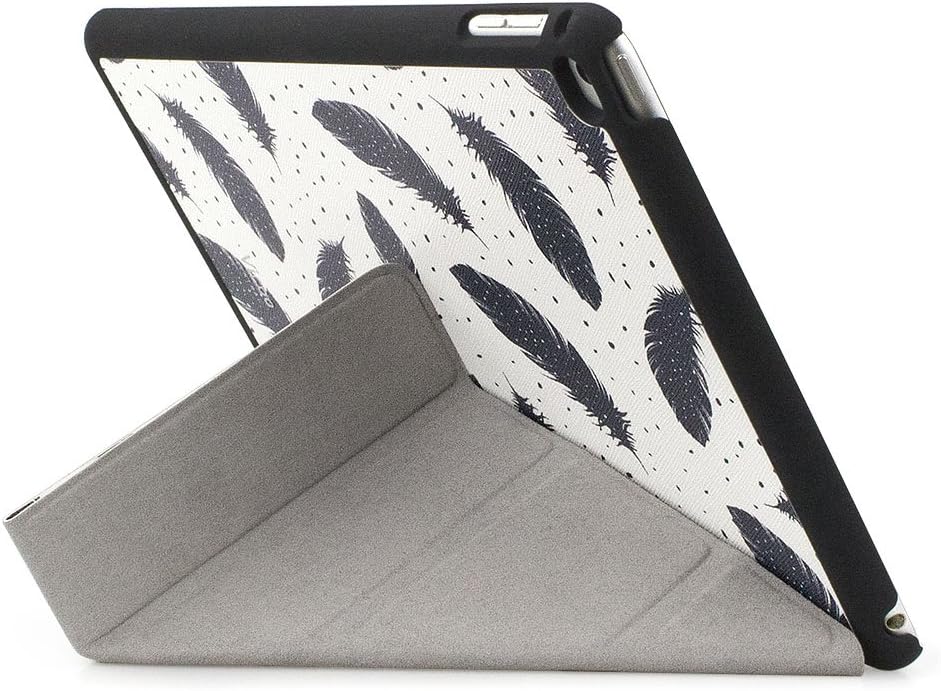 Vicoo_ iPad Air 2 Origami Case .Super Slim Folio Perfectly Fine Origami Cover with Rubberized&Upholstered Back and Smart Feature (Built-in Magnet for Sleep/Wake Feature)- Black Plume