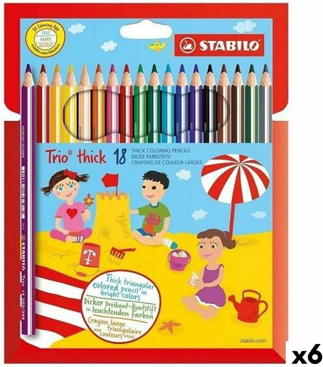STABILO Trio Thick Coloured Pencils 18 Pieces (6 Units) – Brand EAN: 4006381340328