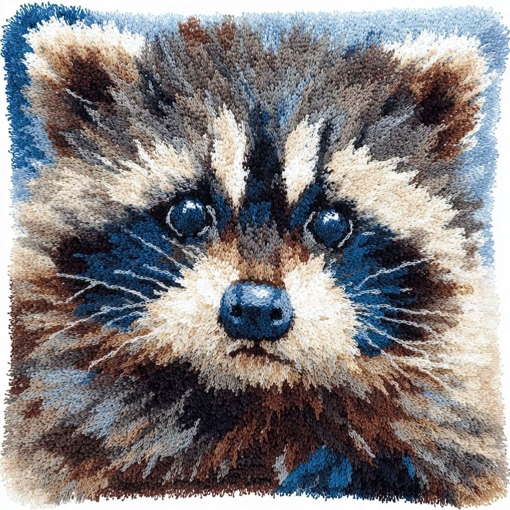 WallustrioaW Latch Hook Kits for Adults,Animal Raccoon