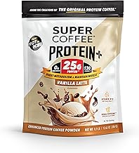 SUPER COFFEE Protein+, Instant Protein Coffee (0g Added Sugar, 25g Protein, 130 Calories) [Vanilla] 14 Oz | Keto Iced Smart Coffee Drinks
